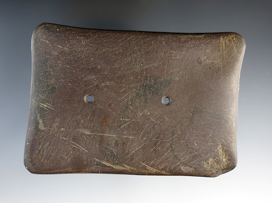 4 3/16" Quadriconcave Gorget slate Kentucky. Davis COA.