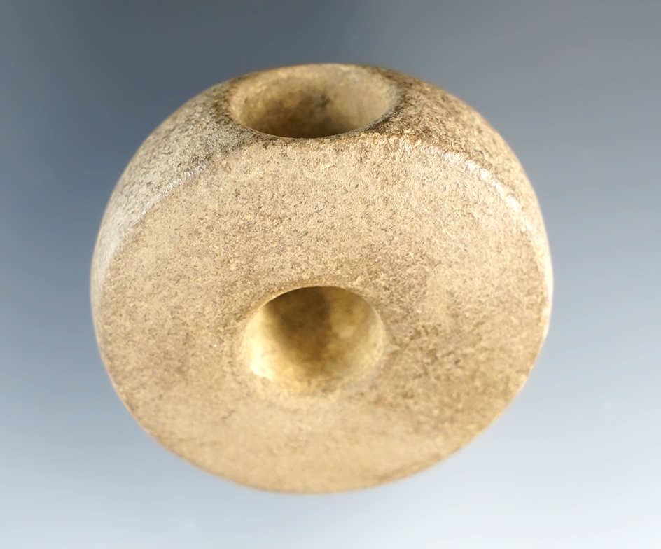 1 5/8" decorated Fort Ancient pipe found in Ohio.