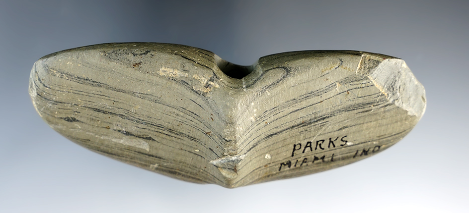 4 7/16" Winged Bannerstone, Indiana, Glacial Slate.