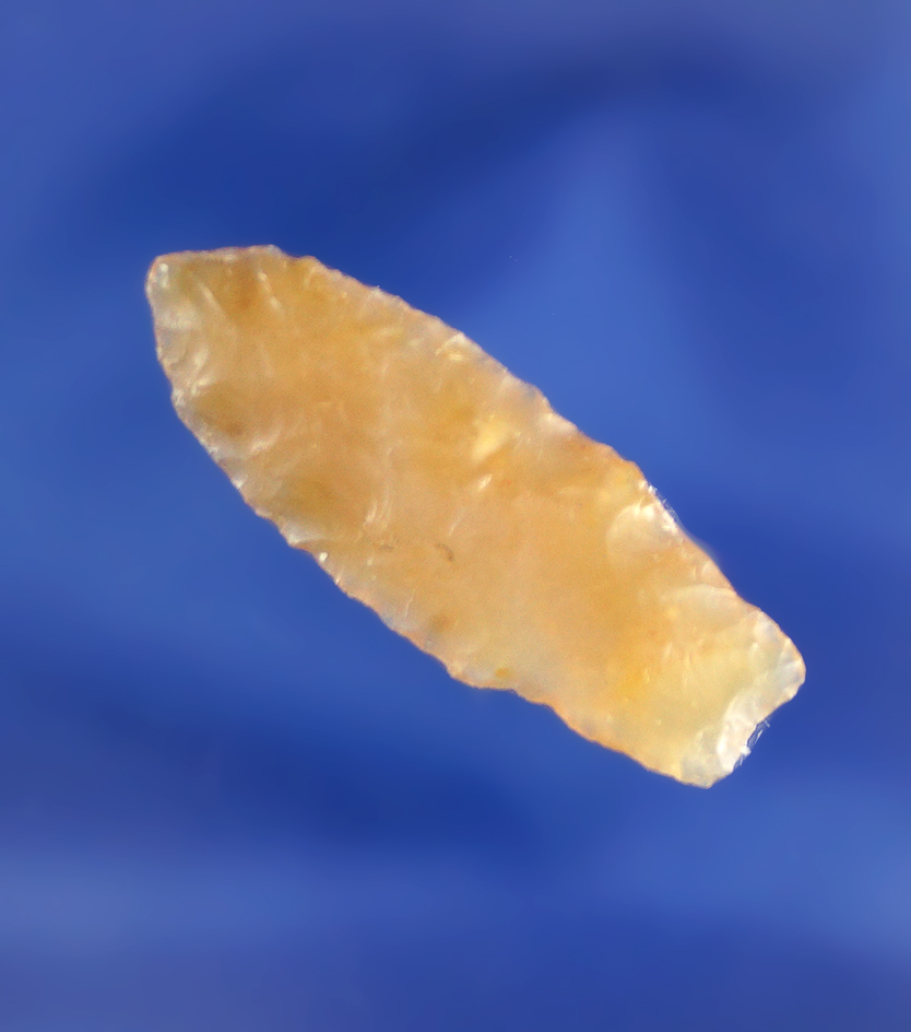 1 5/16" Stemmed Paleo Dart with ground lower edges - semi translucent yellow agate - Washington