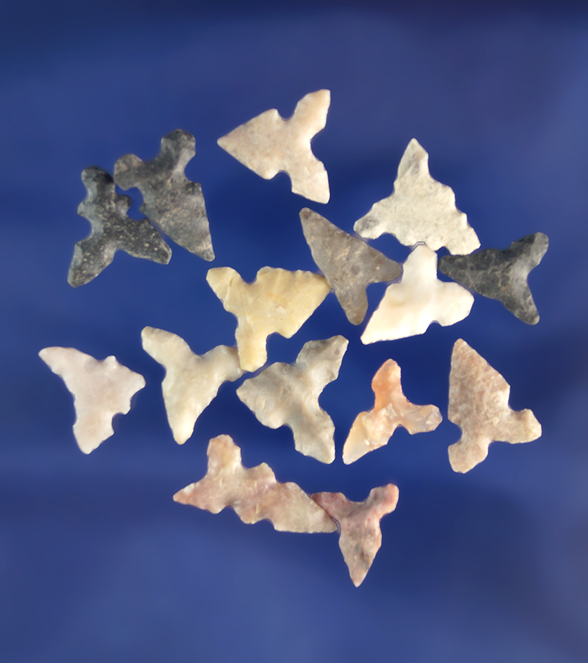 Set of 15 small Toyah points found in Southwest Texas, largest is 3/4".