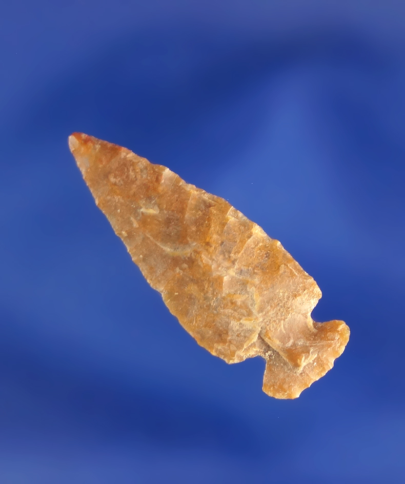 1 1/8" heavily patinated Cornernotch Gempoint found near the Snake River, Bishop WA.