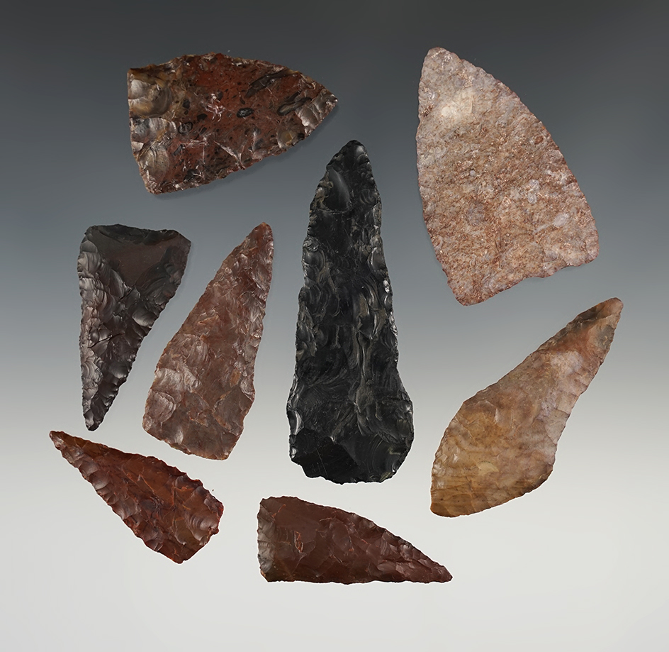 Set of 8 nice Plateau Pentagonal Knives found close to Priest Rapids, Washington.