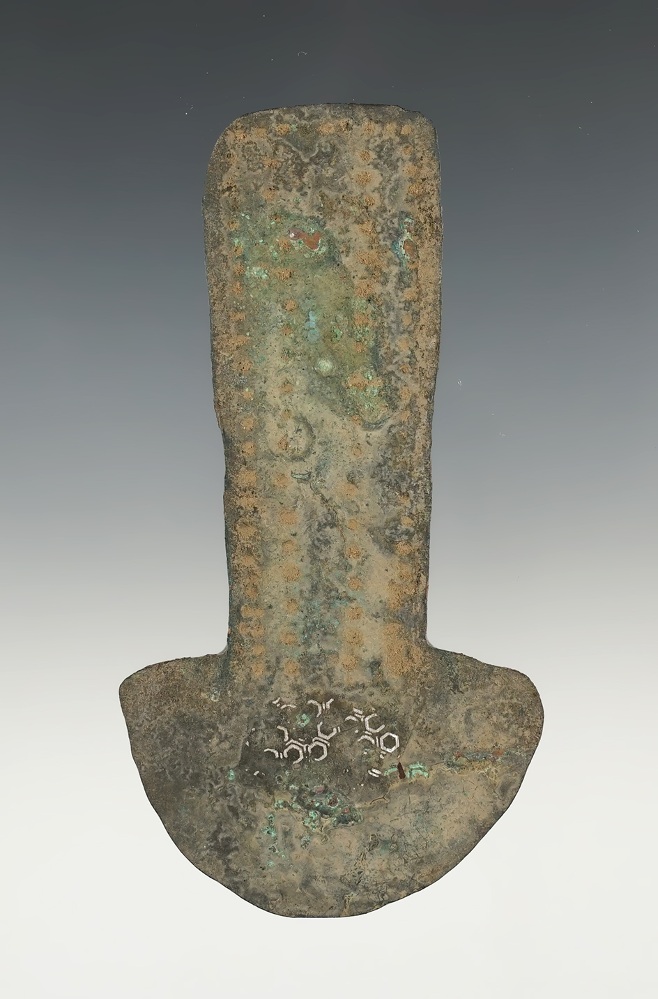 4 5/16" heavily patinated copper Tumi found in Mexico.