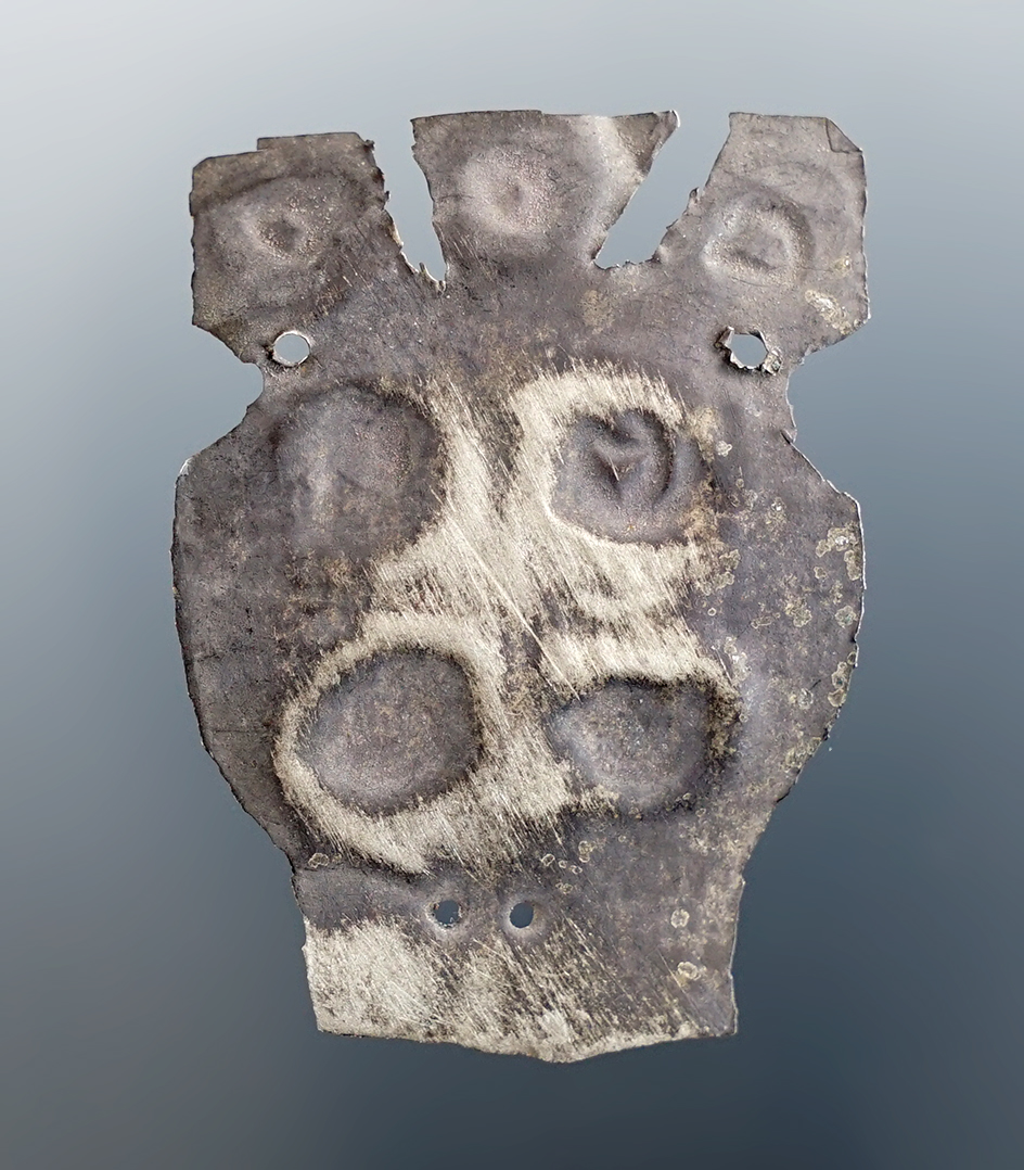 1 7/8" Inca Embossed Silver Pendant found in Peru.