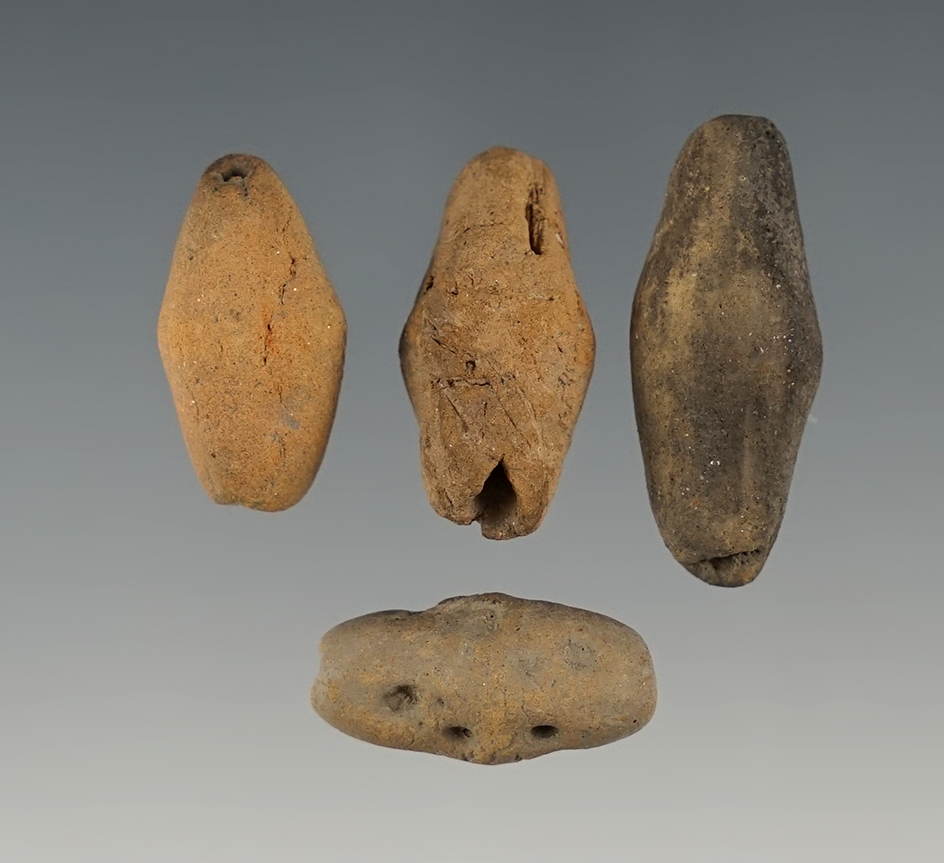 Set of 4 Shoto Clay Beads found close to the Herzog Site, Clark Co., Washington in the 1950's.