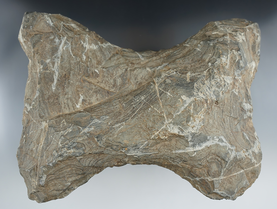 8" Large Double Crescent Bannerstone Preform. Ex. Edwards. Pictured in "Indian Bannerstones".