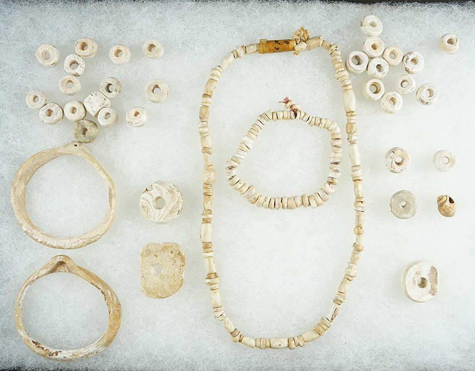 Excellent group of shell artifacts collected in Leflore Co., Oklahoma. Largest is 15" long.