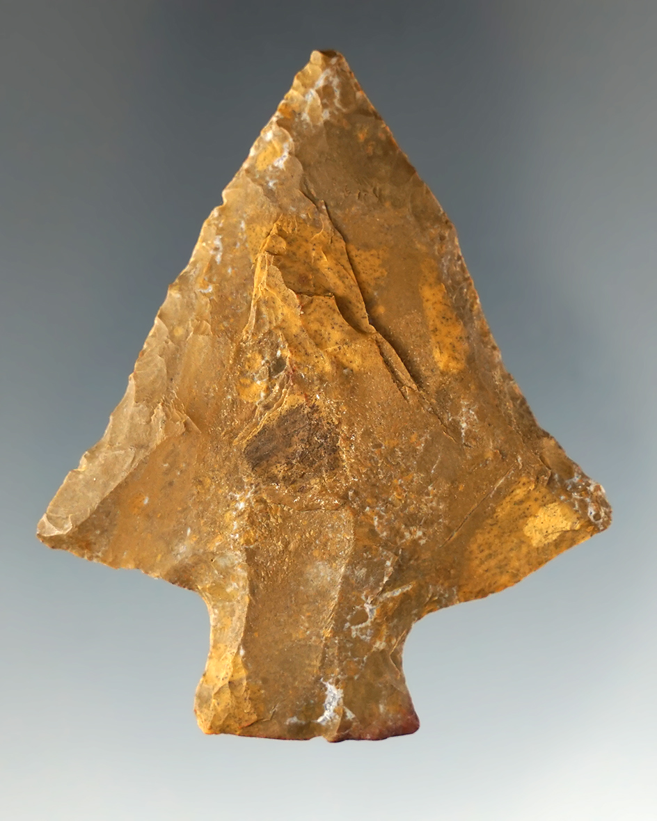 2 3/16" Classic style Perkiomen made from PA Jasper found in the Pennsylvania/New Jersey area.