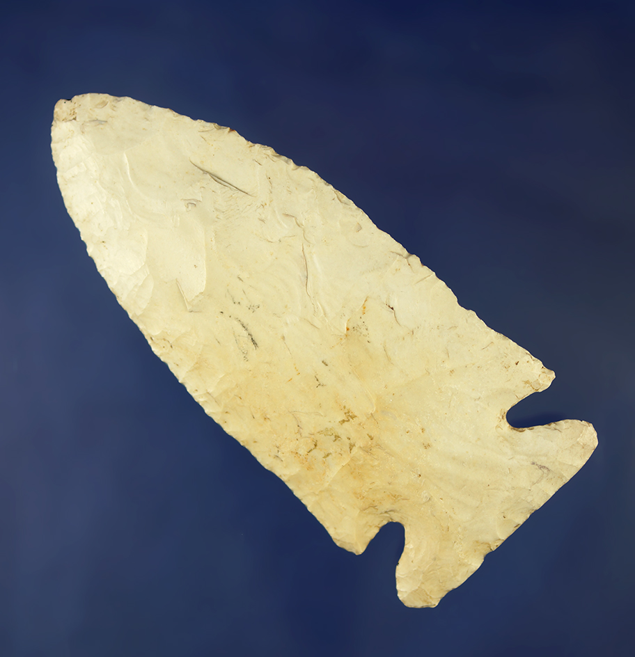 4 1/4" Thebes made from Burlington Chert. Found in Pike Co., Illinois.  Dickey COA.