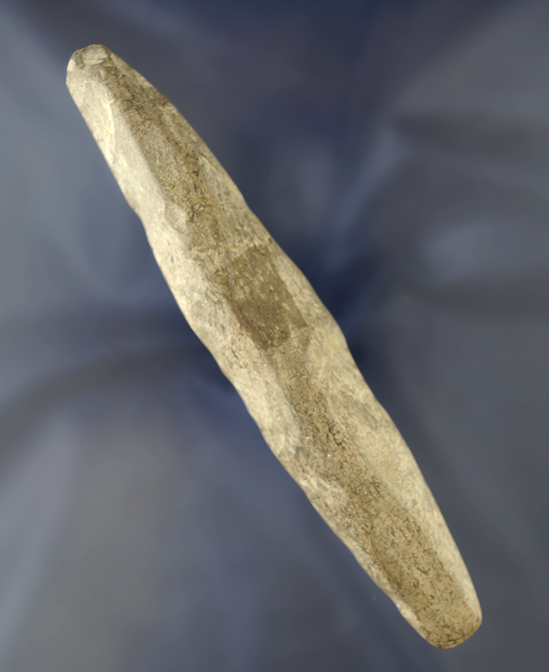 6" Mississippian Narrow Bit Adze made from Dover Chert - Tennessee.  Dickey COA.