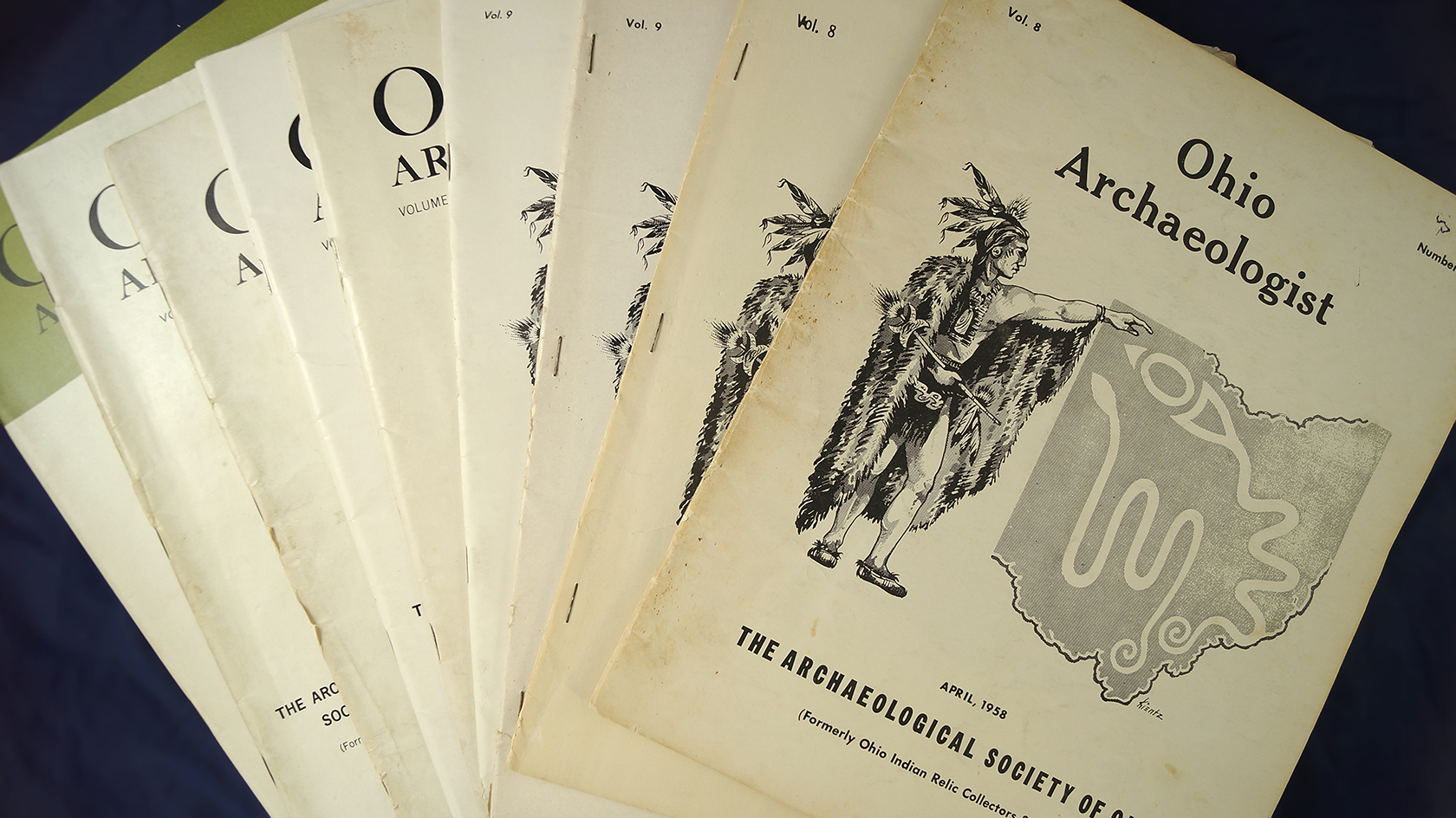 9 Volumes of Ohio Archaeologist from the 1950's and 1960's.
