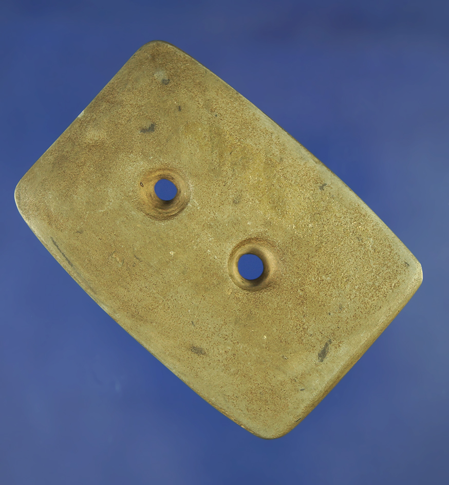 Unique! 2 5/16" miniature two hole Gorget found in Montgomery Co.,  Ohio. Nicely crafted.