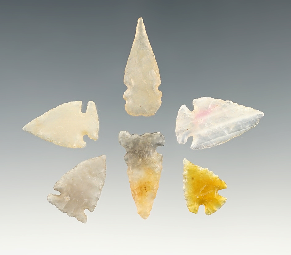 Pair of fine points found in New Mexico. The largest is 1 1/16".