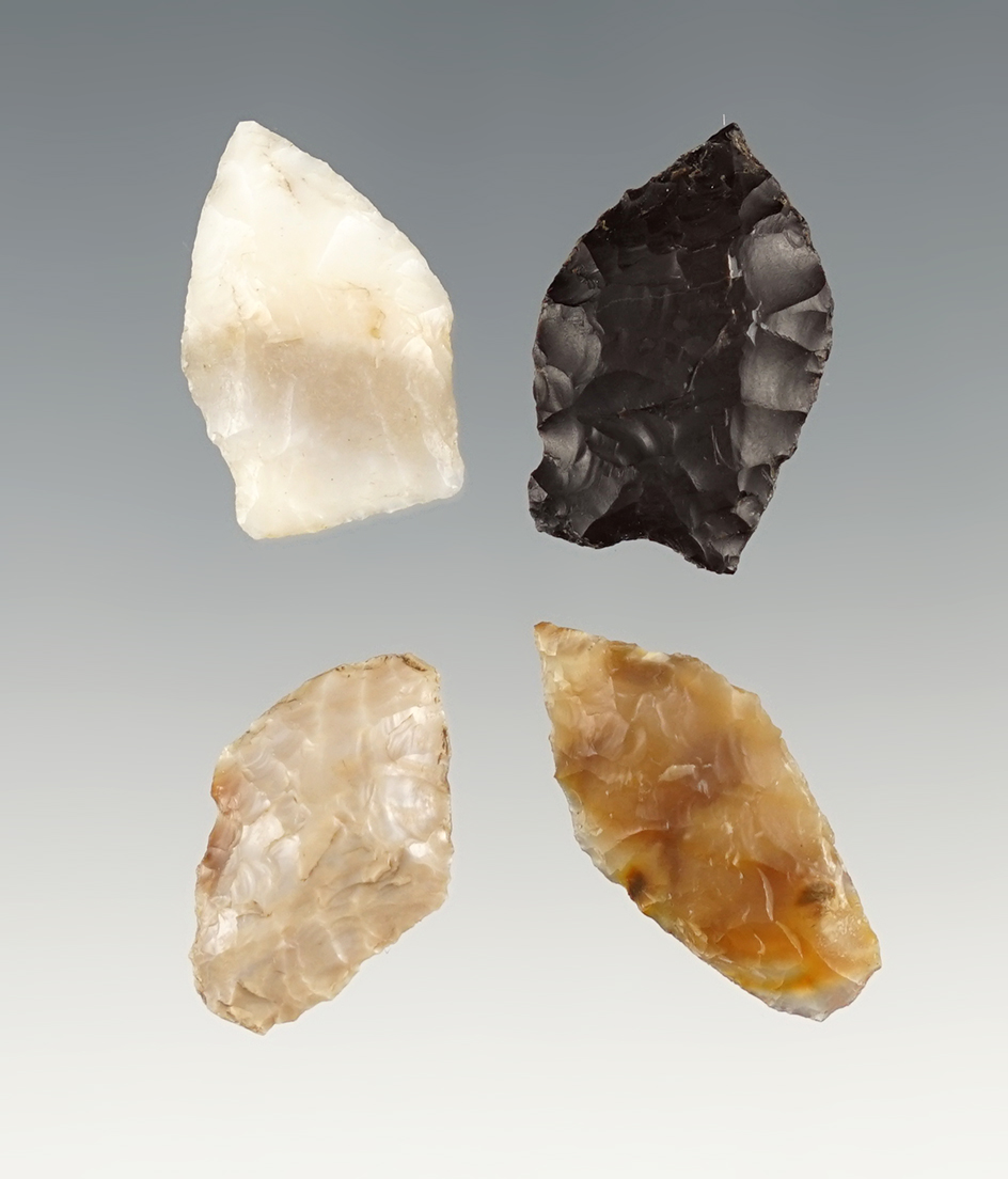 Set of 4 Dart Points found around the Atlatl Site, Klickitat Co., Washington. The largest is 1".