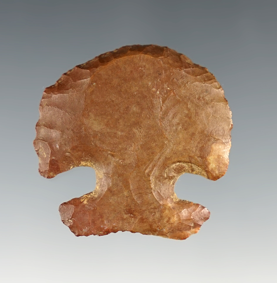 Exceptional 1 5/8" Thebes Hafted Scraper found by Max Clark in Wabash Co., Illinois.