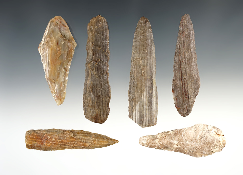 Set of 6 Knives, most are Petrified Wood. Found by Kaye Don Bruce in Benton Co., WA.