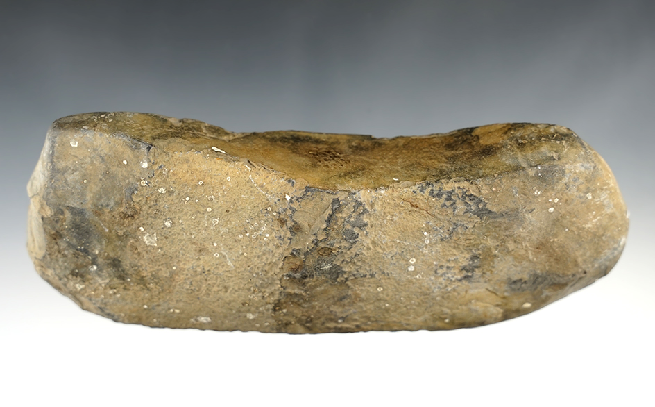 7" long Bannerstone Preform found in the Eastern U.S. Heavily patinated.