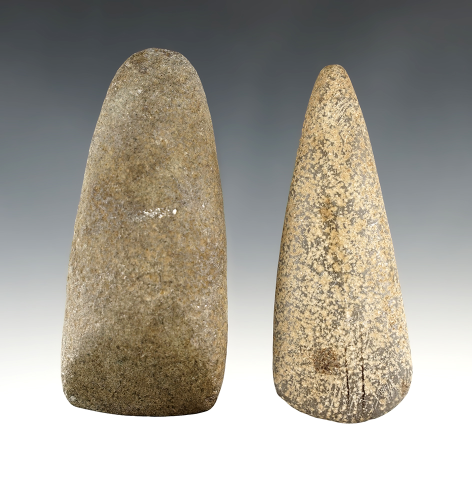 Pair of nicely made Hardstone Celts found in Kentucky. The largest is 4".