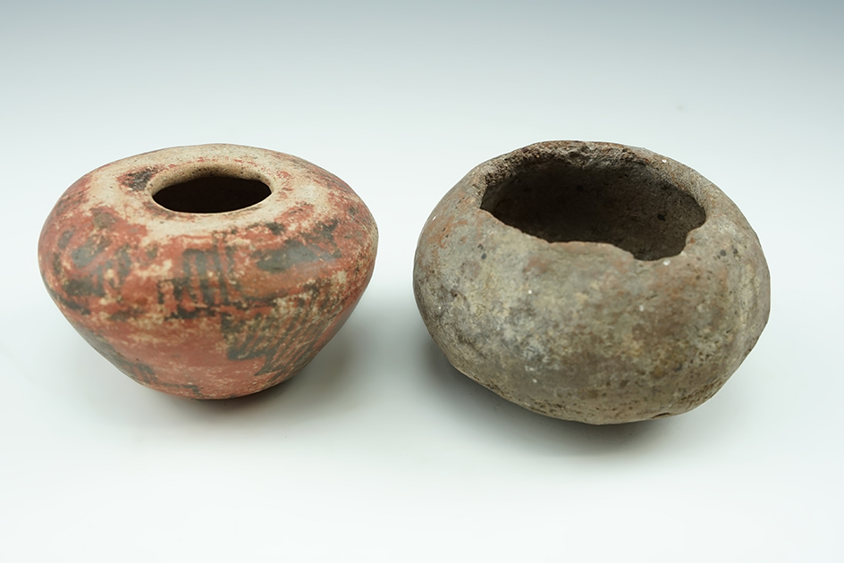 Pair of Miniature New Mexico Pottery Vessels. The largest is 1 7/8" tall.