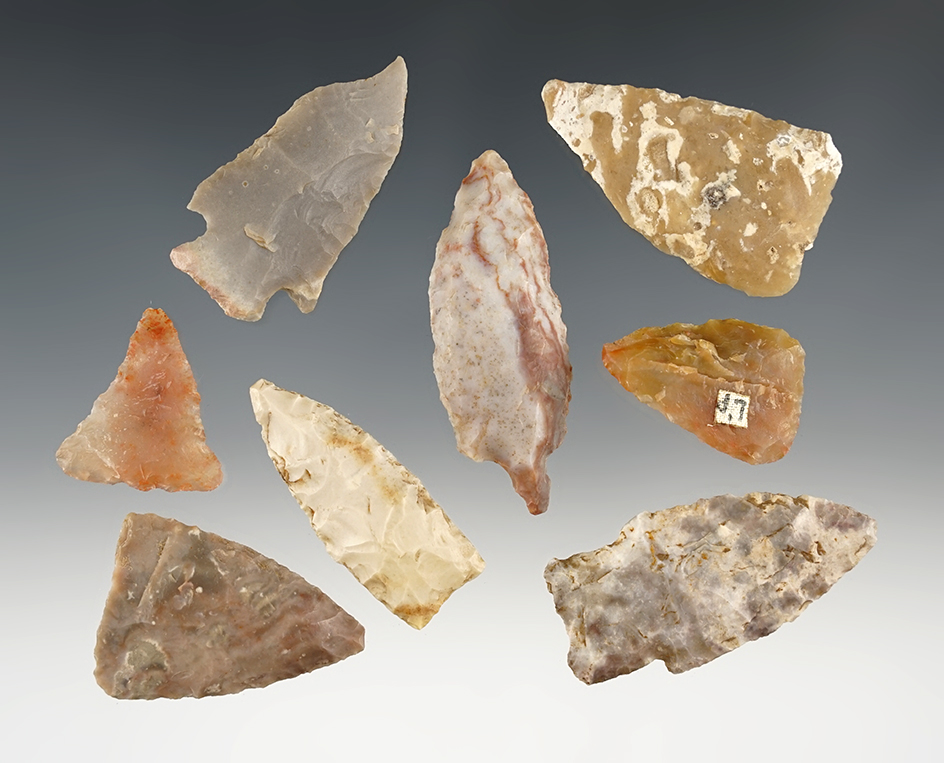 Set of 8 nice points found in New Mexico. The largest is 2 3/16".