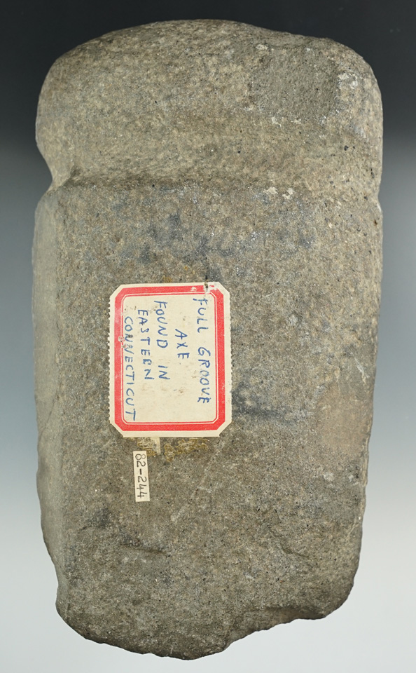 Large and heavy! 8 3/8" Grooved Axe that saw heavy use in ancient times.  Eastern Connecticut.