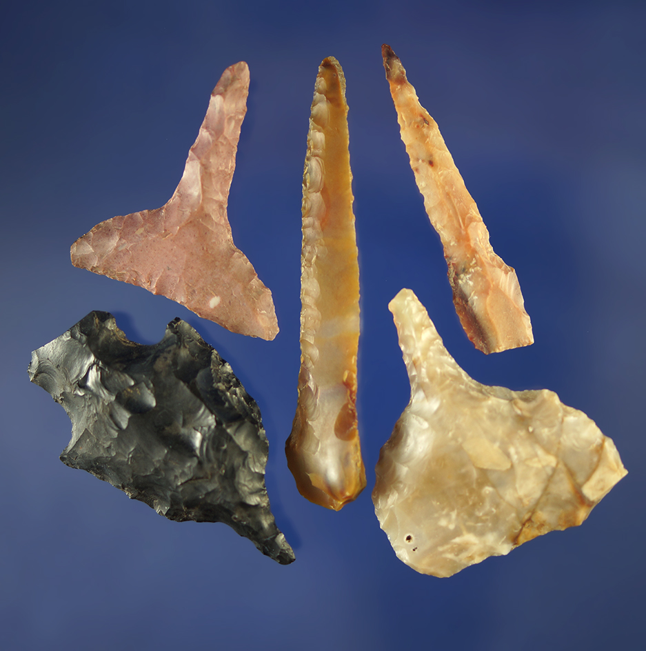 Set of five assorted drills and perforators, largest is 2 1/8".    Columbia River.