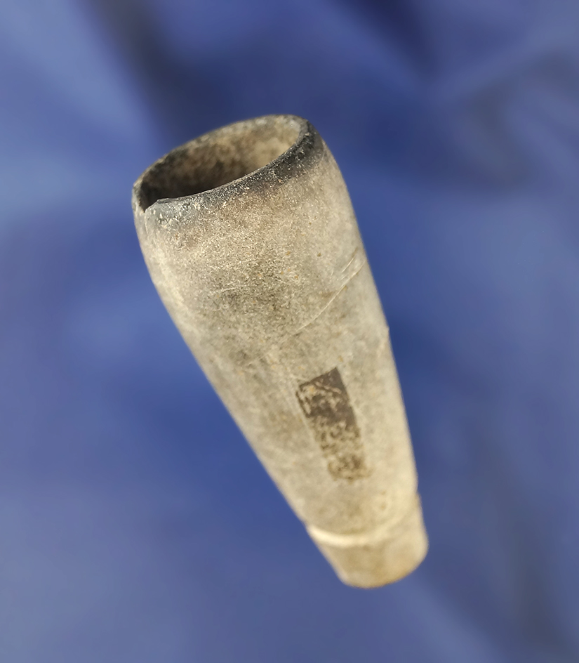 2 5/16" long Columbia River fine grain stone Tube Pipe with an incise grooved at the stem end.