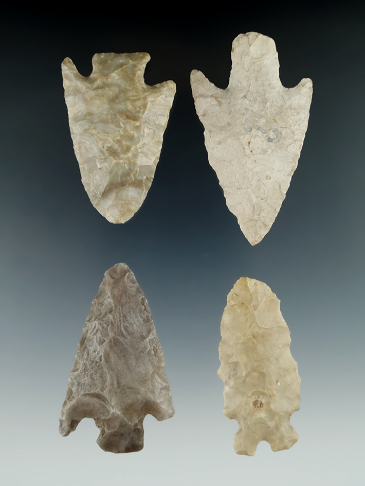 Set of four assorted Ohio artifacts, largest is 2 5/8".
