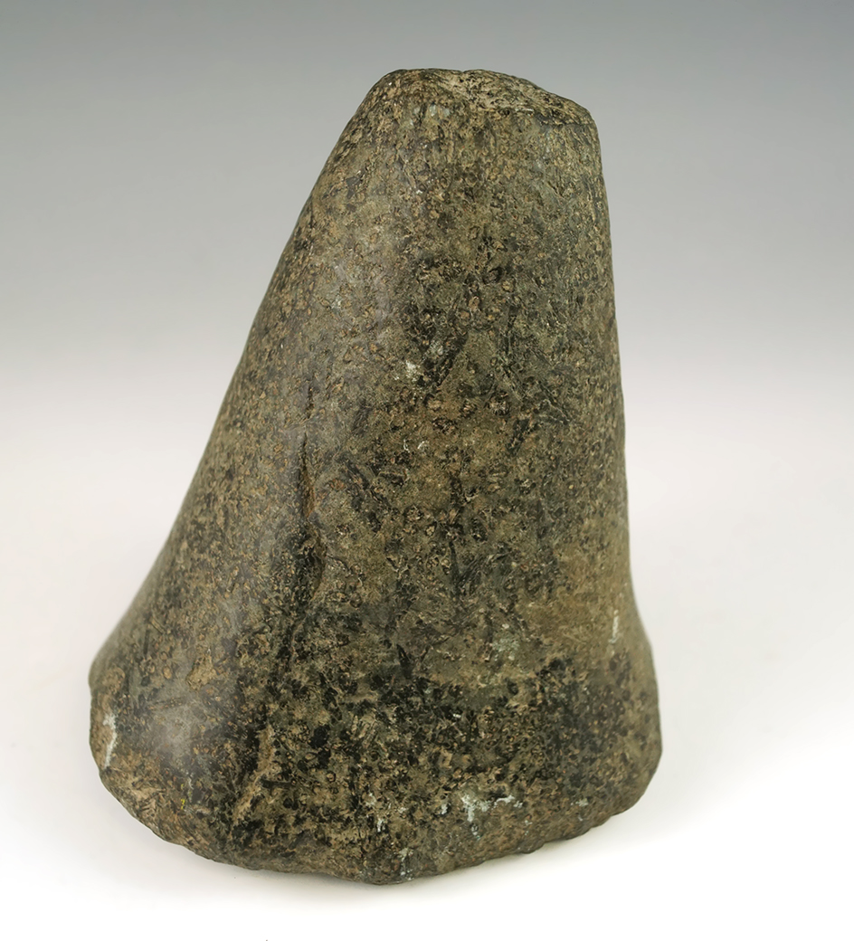 4 1/2" Bell Pestle with good polish overall and a nutting divot in base found in Ohio.