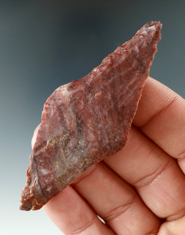 2 7/8" Harahey Knife made from Alibates Flint found in Colorado.