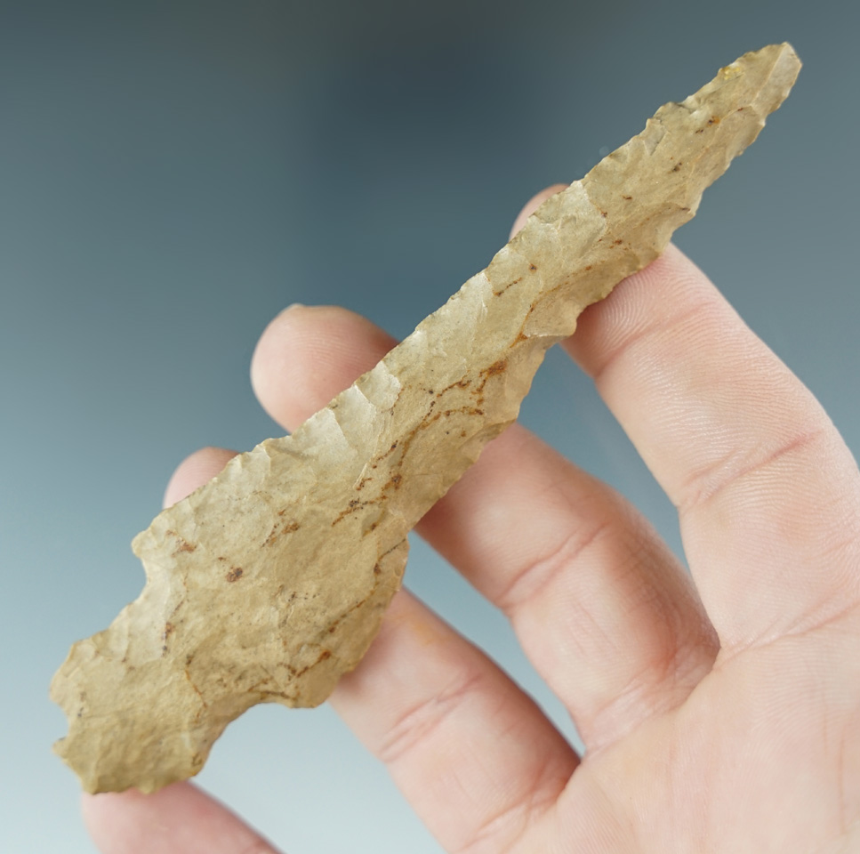 3 3/8" Adena drill - Fort Payne chert found in Crockett County Tennessee. Davis COA.