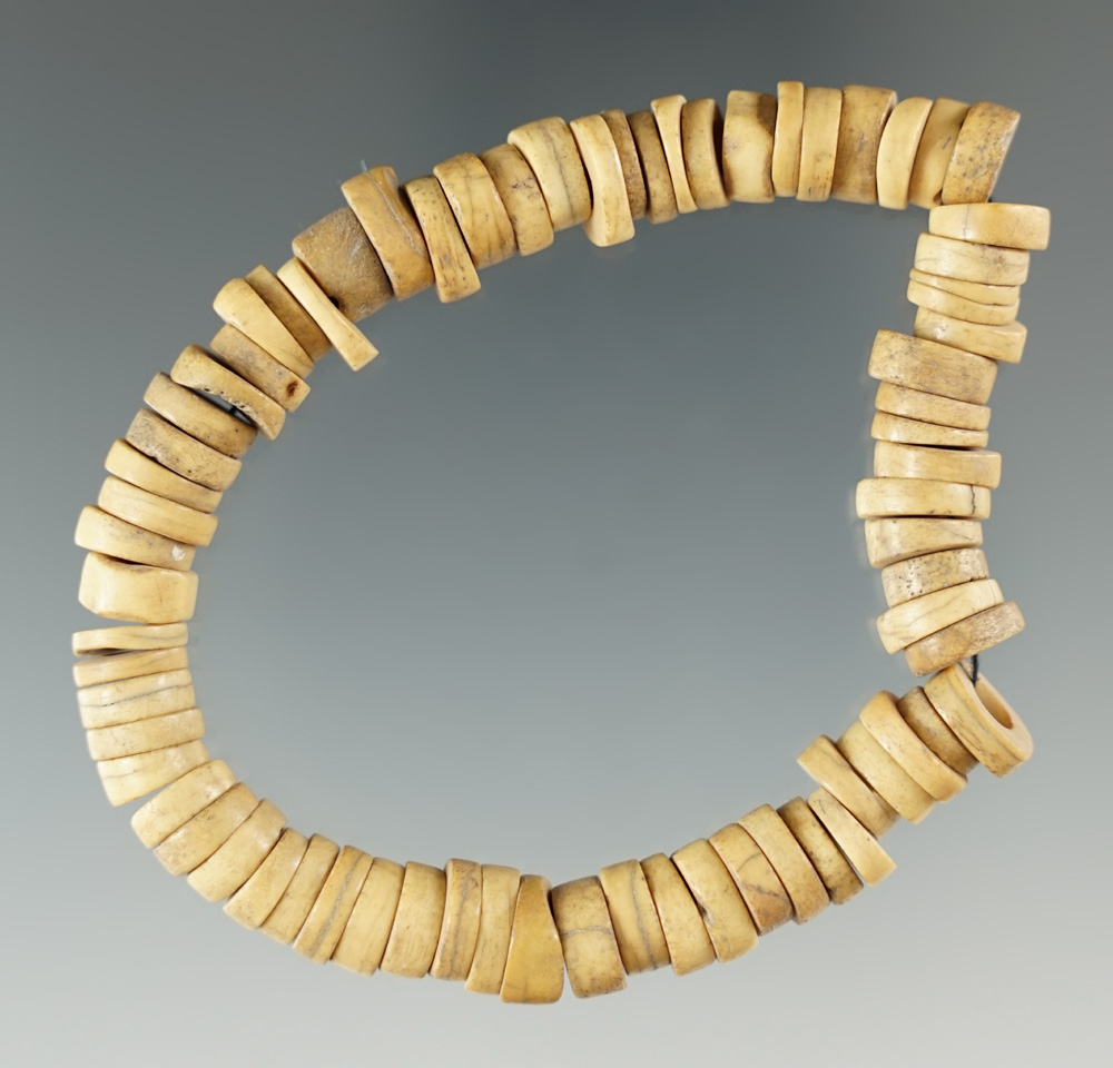 7" strand of beautifully polished bone beads found on a site in Kentucky.