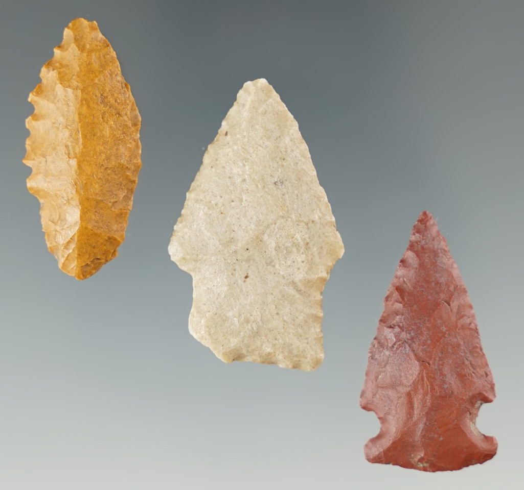Set of three arrowheads from the Southwest - four corners area.