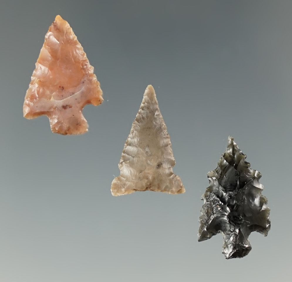 Set of three arrowheads from the Southwest - four corners area. Largest is 3/4".