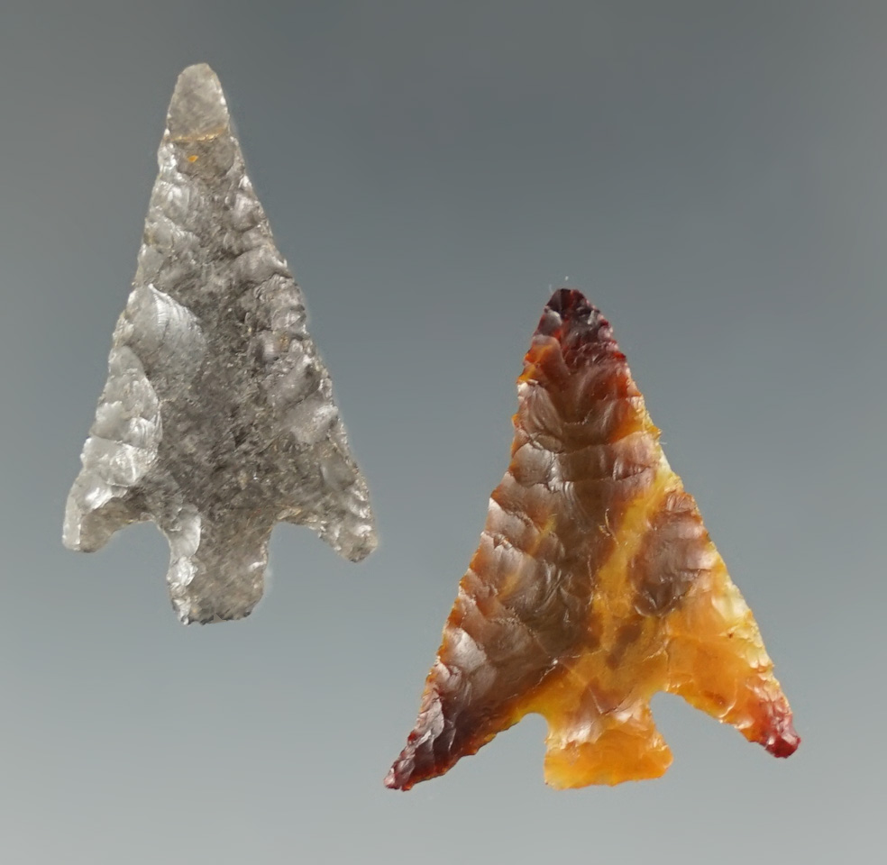 Pair of Cornernotch arrowheads from the Southwest - four corners area. Largest is 1".