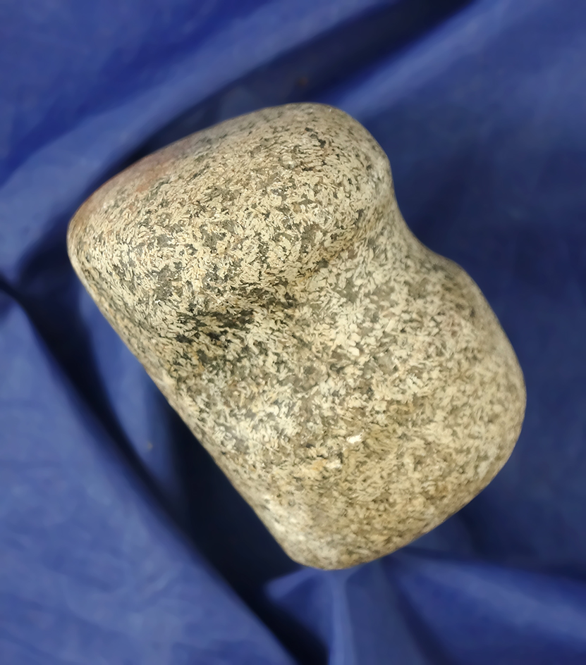 Classic style 2 1/4" long 3/4 "straw" granite full groove Hammerstone found in Ohio.