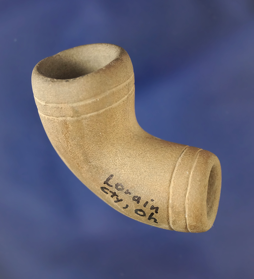Well styled 1 1/2" engraved Sandstone Pipe found in Lorain Co.,  Ohio.