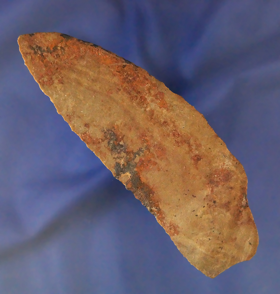 Large, 4 7/16" Paleo Uniface Knife with a nice thinning flute on one side found in Tennessee.