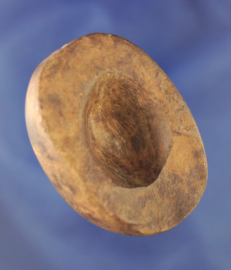 Unique grooved and scooped 2 1/8" Boatstone m- claystone - Lauderdale Co.,  AL.  Dickey COA.