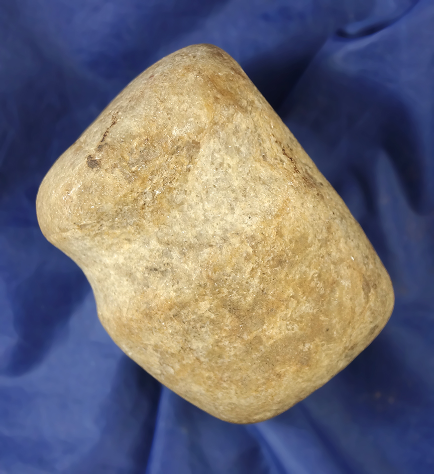 2 7/8" long 3/4 grooved quartzite Hammerstone in perfect condition found in Stark Co.,  Ohio.