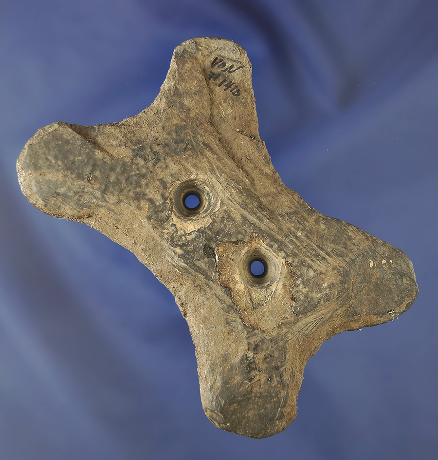 3 9/16" Quadriconcave Gorget found in Benton Co., Tennessee. Dickey COA.