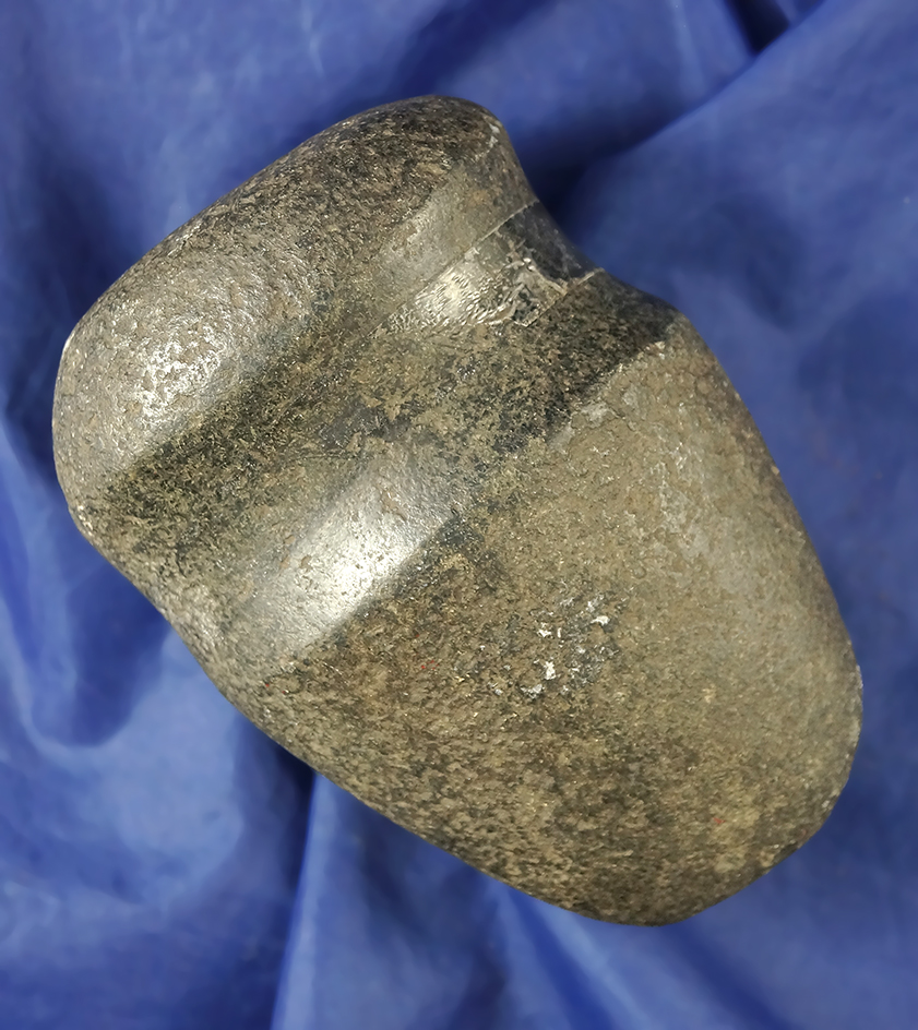 4 3/8" full grooved Hardstone axe in very nice condition found in Huron Co.,  Ohio