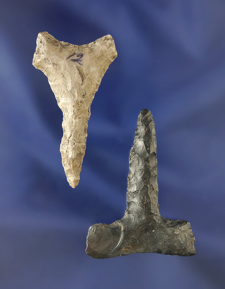 Pair of Flint Drills found in Ohio in nice condition. Largest is 1 3/4" long.