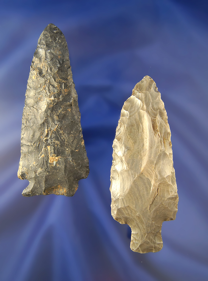 Pair of Knives found in Ohio, the Coshocton Meadowood has a restored tip, largest is 4".