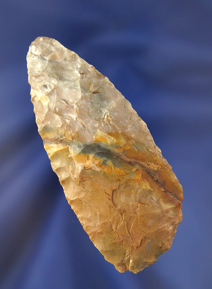 Beautifully colored 3 5/16" Flint Ridge Flint Archaic Blade found in Darke Co., Ohio.