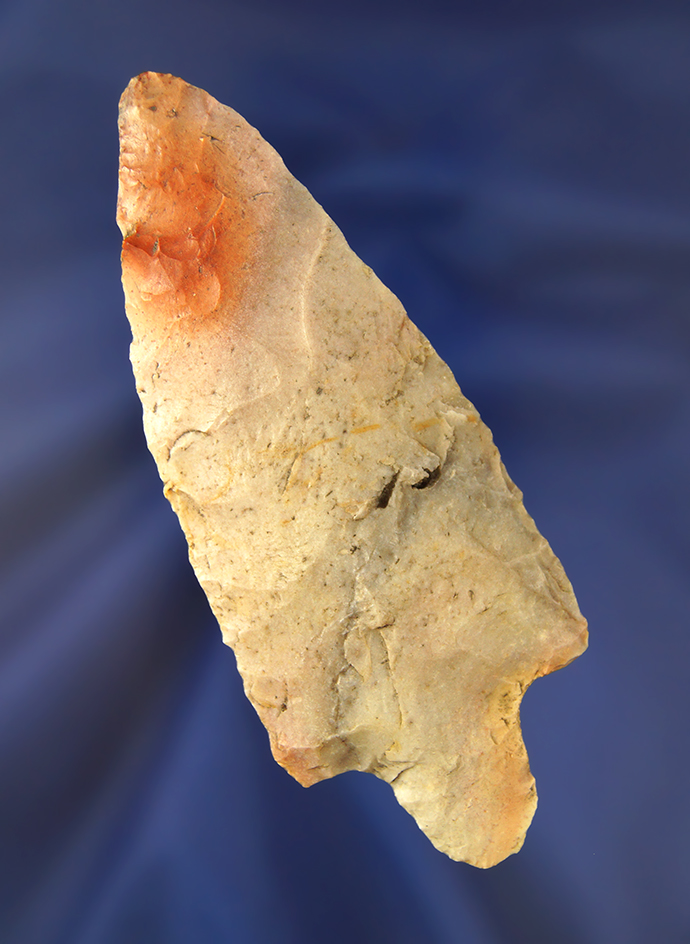 4 1/8" Adena made from heat-treated Burlington chert.