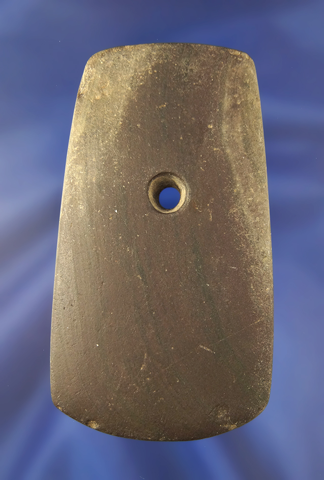 3 3/4" brown slate Pendant found in Ohio. Ex. Tony Deragnacourt.