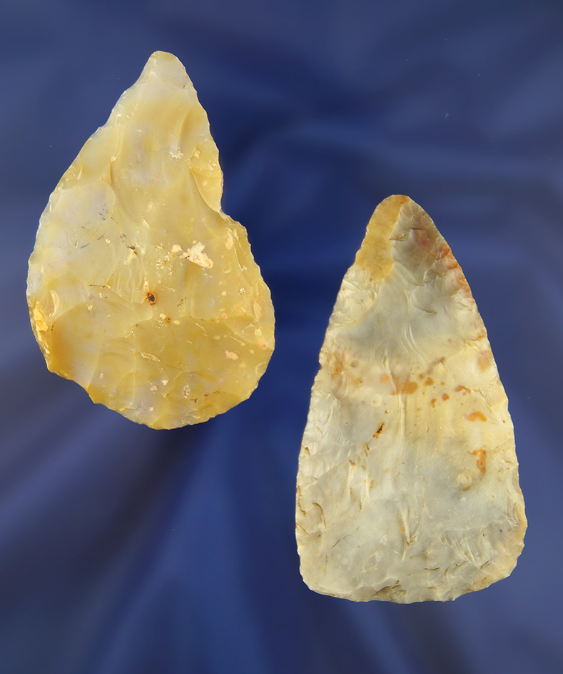 Pair of Flint Ridge Flint Blades found in Ohio, largest is 2 15/16".