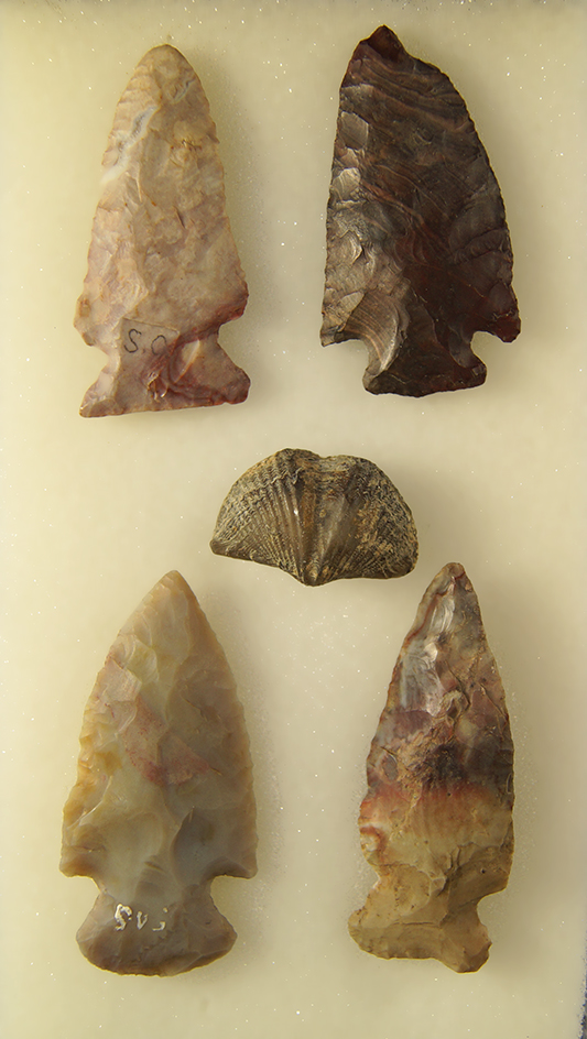 Set of 4 Ohio Arrowheads made from beautiful material, largest is 2 3/8".